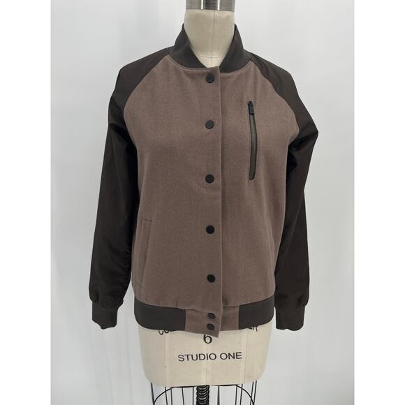 Nike Destroyer Varsity Jacket Women's Sz S Brown Wool Blend Raglan Bomber - Picture 1 of 10